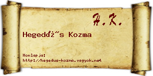 Hegedűs Kozma névjegykártya